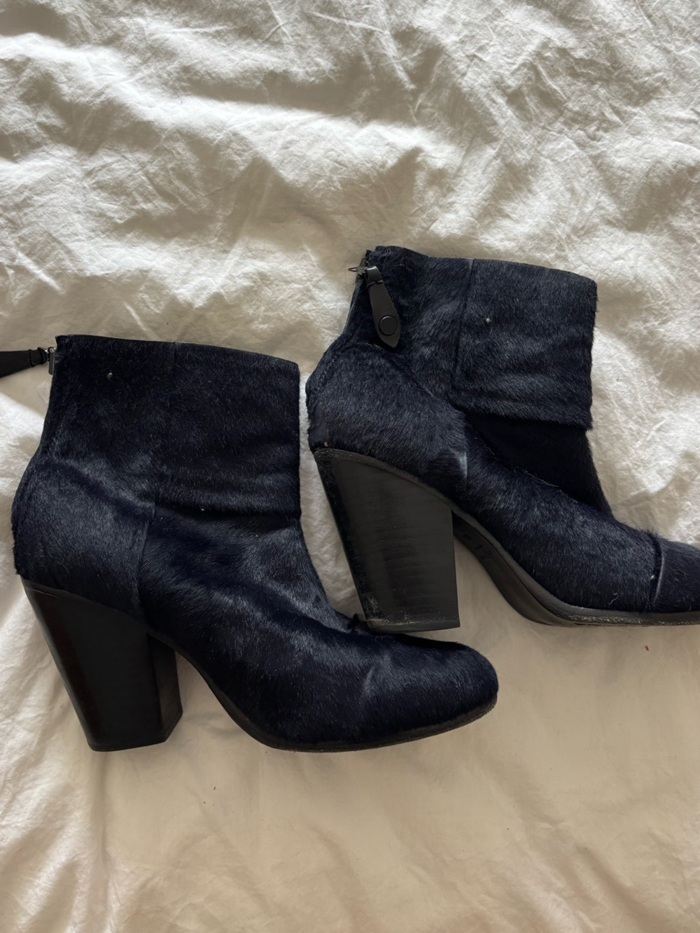 RAG AND BONE NAVY PONY HAIR HEELS